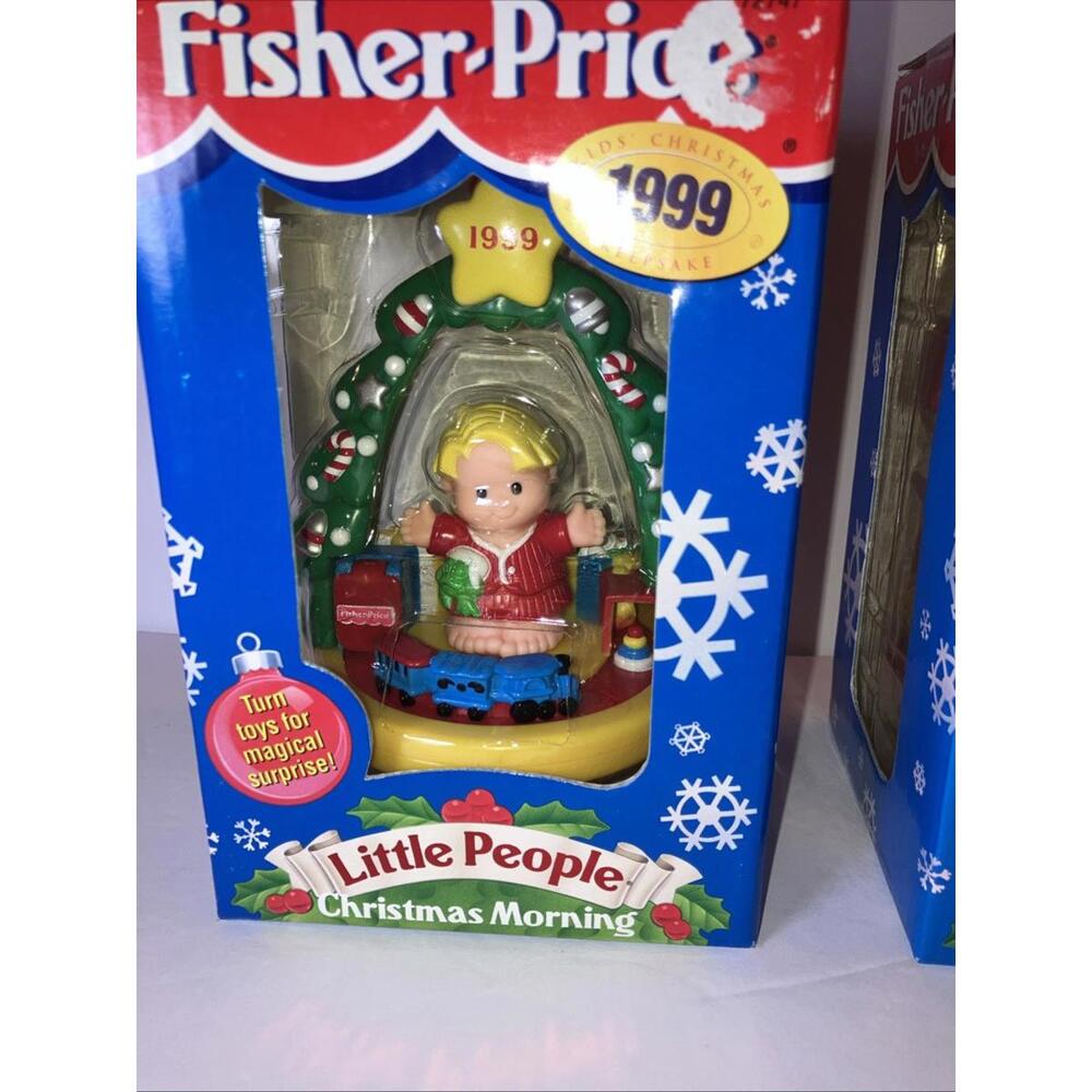 (2) VINTAGE 99’ Fisher Price Little People Ornaments Christmas Eve & Morning NEW - Picture 3 of 8